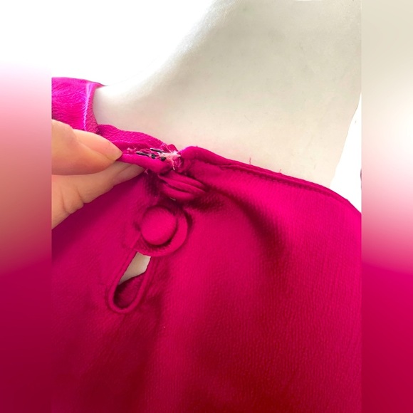 Gloria Sachs fushia pink silky blouse top- size 6 - vintage 90’s office wear - Picture 5 of 8
